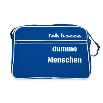 Ich hasse dumme Menschen geschnek lustig - Retro Tasche - Blau/Weiß - Vorne
