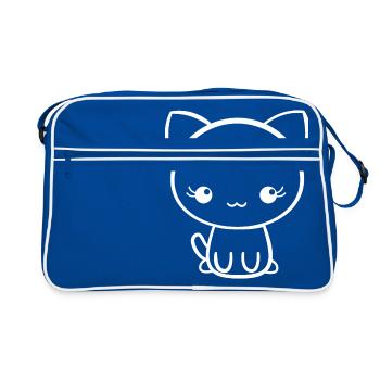Chat doux - chats - amoureux des chats - Sac Retro - bleu/blanc - Devant