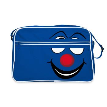 Gesicht Clown - Retro Tasche - Blau/Weiß - Vorne