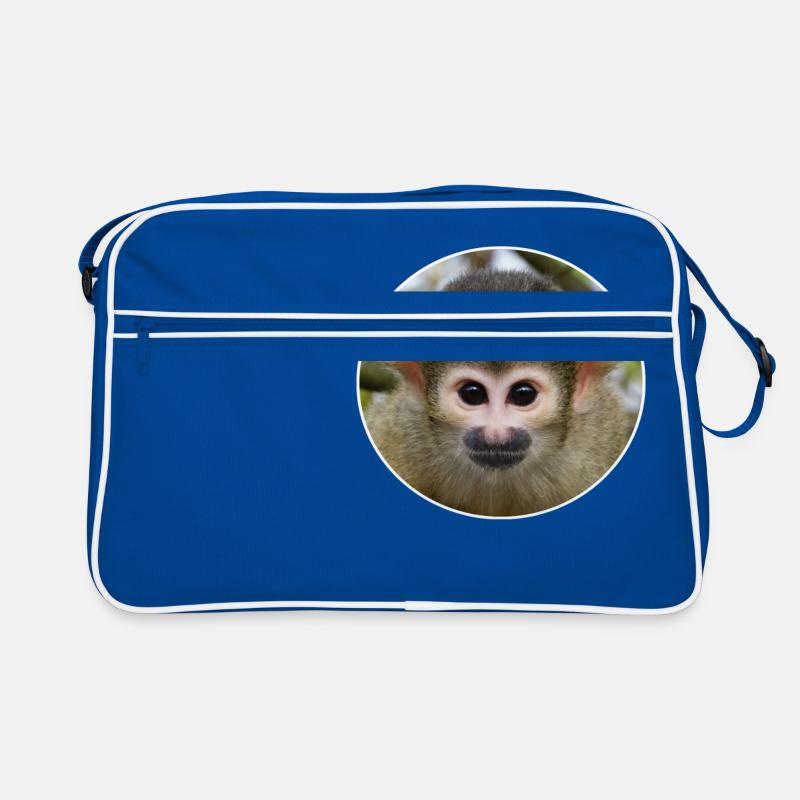 Affe - Retro Tasche - Blau/Weiß