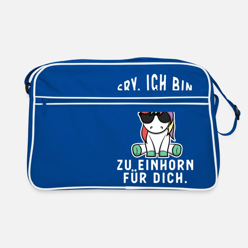 Einhorn ich bin zu Einhorn für dich Geschenk - Retro Tasche - Blau/Weiß