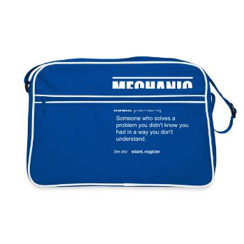 Mechanic Definition - Someone who solves a problem - Retro Bag - blue/white - Front
