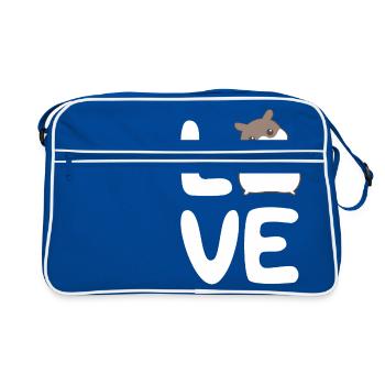 Hamster - hamster holder - hamster love - love - Retro Bag - blue/white - Front