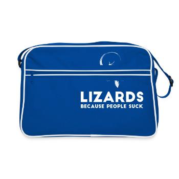 Echse - Echsen - Echsenbesitzer - Lustig - Retro Tasche - Blau/Weiß - Vorne