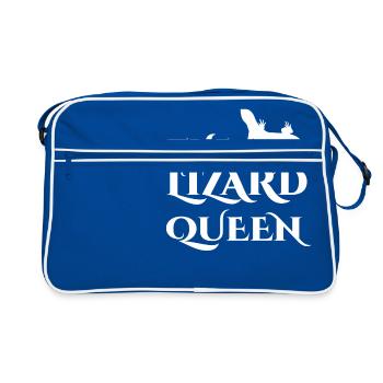 Echse - Echsen - Echsenbesitzer - Königin - Retro Tasche - Blau/Weiß - Vorne