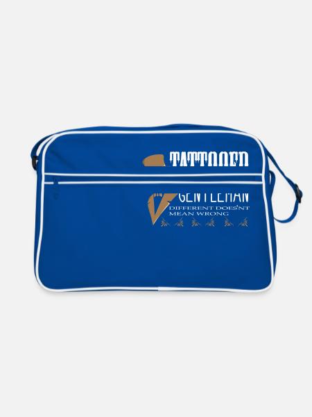Motif de tatouage - Tatooed Gentleman - Encre tatouée - Sac Retro - bleu/blanc - Devant