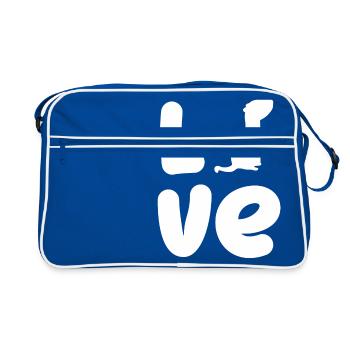 Frettchenfreund - Frettchen - Liebe - Geschenk - Retro Tasche - Blau/Weiß - Vorne