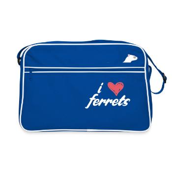 Ferret Friend - Ferret - I love ferrets - Retro Bag - blue/white - Front