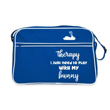 Lapin - Lapin - Lapin propriétaire - Thérapie - Sac Retro - bleu/blanc - Devant