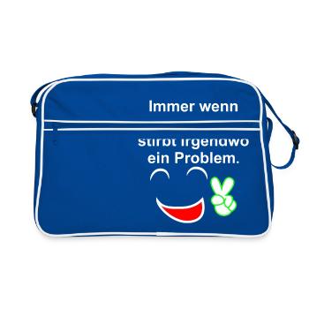 Immer wenn du lachst - Retro Tasche - Blau/Weiß - Vorne