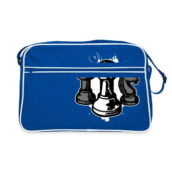 Pièces d'échecs - cadeau de sport - Sac Retro - bleu/blanc - Devant
