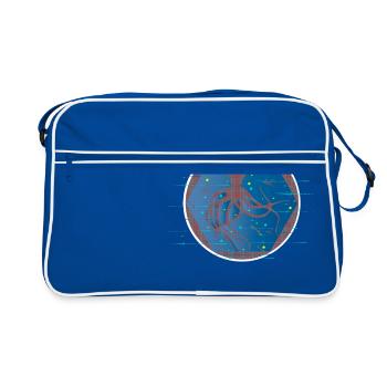 Octopus tanzt - Retro Tasche - Blau/Weiß - Vorne