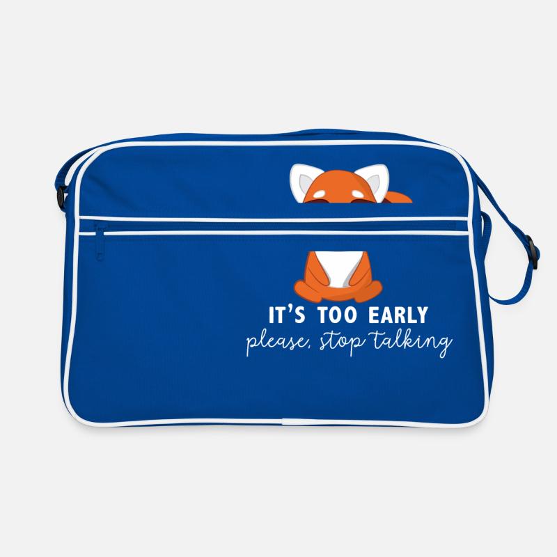 Roter Panda - Katzenbär - Morgenmuffel - Retro Tasche - Blau/Weiß