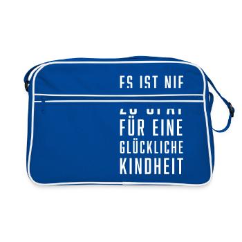 Es ist nie zu spät für eine Glückliche Kindheit - Retro Tasche - Blau/Weiß - Vorne
