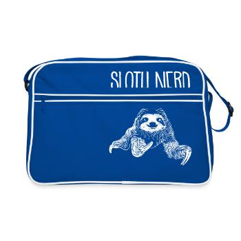Sloth Nerd T-Shirt Cute Slow Moving Animal Lover - Retro Bag - blue/white - Front