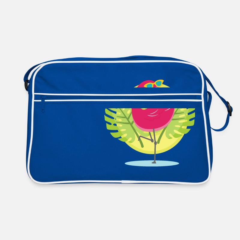 Flamant rose - Sac Retro - bleu/blanc