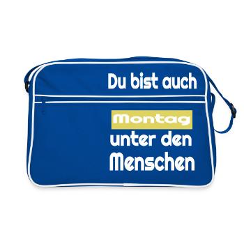 ich hasse Montag Ich hasse Menschen - Retro Tasche - Blau/Weiß - Vorne