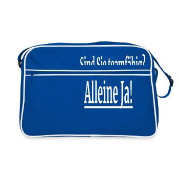 Witziger Spruch - Retro Tasche - Blau/Weiß - Vorne