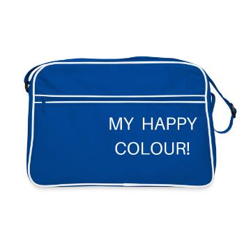 ♥ BLACK ♥ Cheerful color ALL BLACK gift idea - Retro Bag - blue/white - Front
