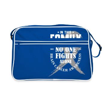 In This Family No One Fights Alone Brain Cancer Sh - Retro Bag - blue/white - Front