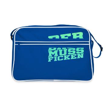 Der Bass muss ficken - Retro Tasche - Blau/Weiß - Vorne
