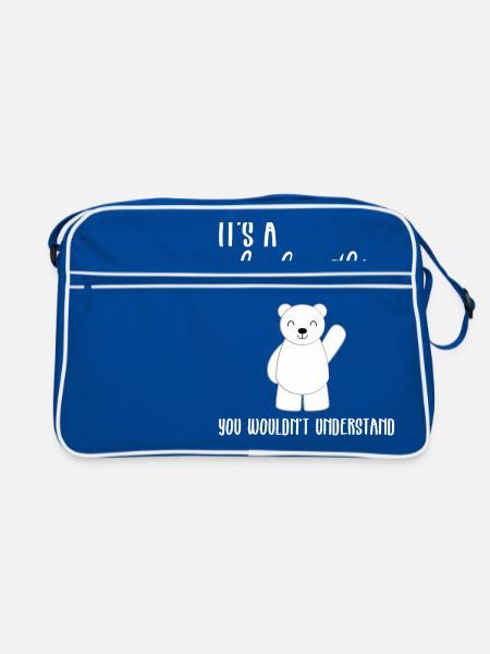 Eisbär - Eisbärmotiv- Eisbär T-Shirt - Lustig - Retro Tasche - Blau/Weiß