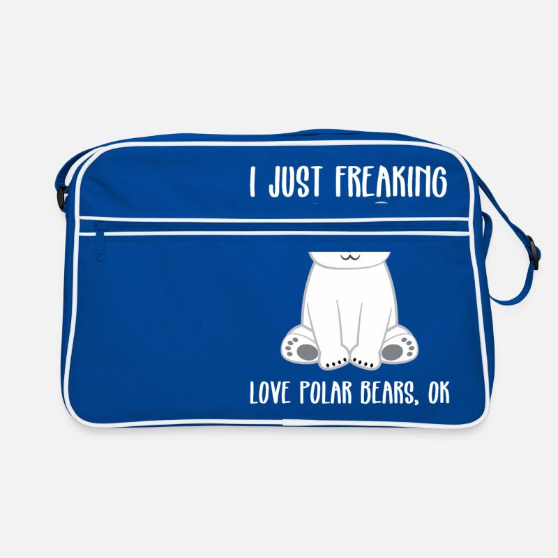 Eisbär - Eisbärmotiv- Eisbär T-Shirt - I love - Retro Tasche - Blau/Weiß
