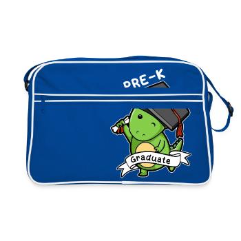 Pre-K graduate Dinosaur - Funny Graduation Gift - Retro Bag - blue/white - Front