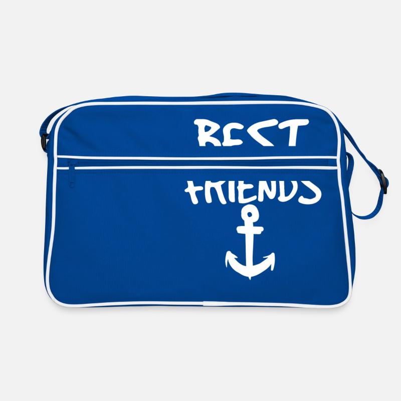 Best friends, beste Freunde - Retro Tasche - Blau/Weiß