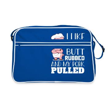 BBQ Grillmeister Grillparty - Retro Tasche - Blau/Weiß - Vorne