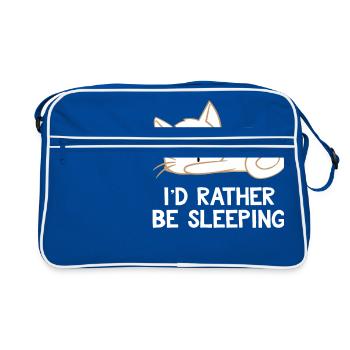 Katze - Katzen T-Shirt - Katzen - Schlafen - Retro Tasche - Blau/Weiß - Vorne