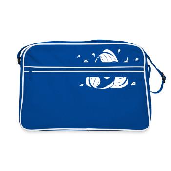 Recycling Herz Baumblätter Nachhaltig I Geschenk - Retro Tasche - Blau/Weiß - Vorne