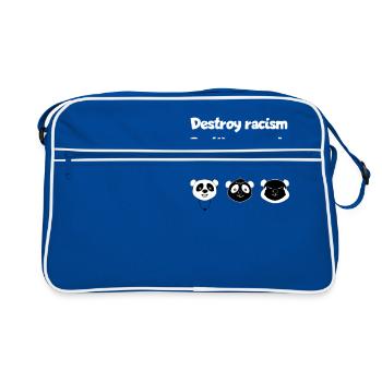 Panda Panda bear against racism anti-Semitism - Retro Bag - blue/white - Front