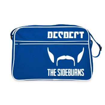 Respect The Sideburns Funny Mustache Beard Graphic - Retro Bag - blue/white - Front