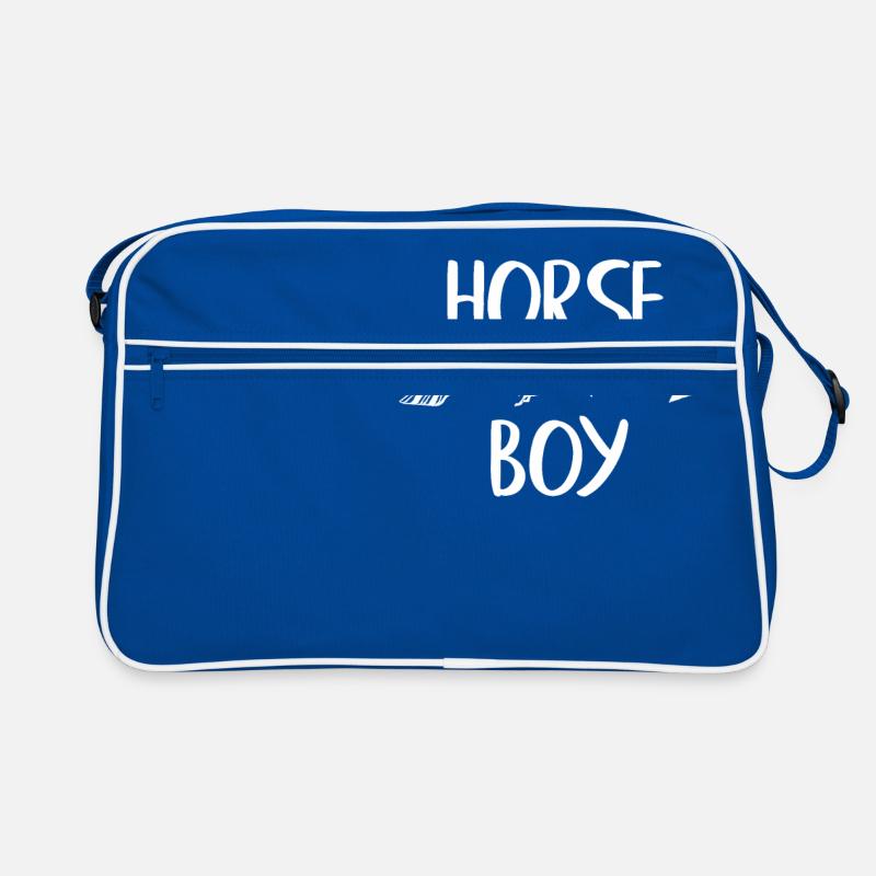 Pferd Kind Junge Pferdeboy Reiter Geschenk - Retro Tasche - Blau/Weiß