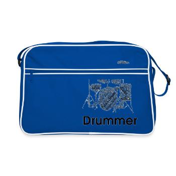 Ich liebe es, Schlagzeug zu spielen: Lustig "Drummer Term Word" - Retro Tasche - Blau/Weiß - Vorne