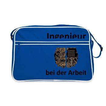 Ingénieur au travail, étudiant, cerveau, nerd - Sac Retro - bleu/blanc - Devant