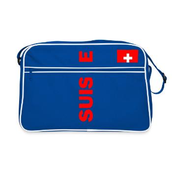 Drapeau de la Suisse pays maillot de hockey sur glace cadeau nati - Sac Retro - bleu/blanc - Devant