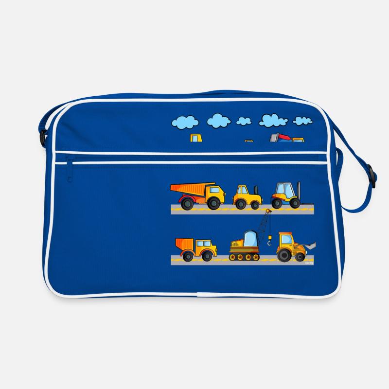 Excavator construction site vehicles boys Retro Bag