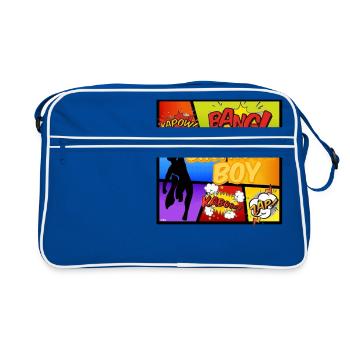 Dessin animé anniversaire super-héros - Sac Retro - bleu/blanc - Devant