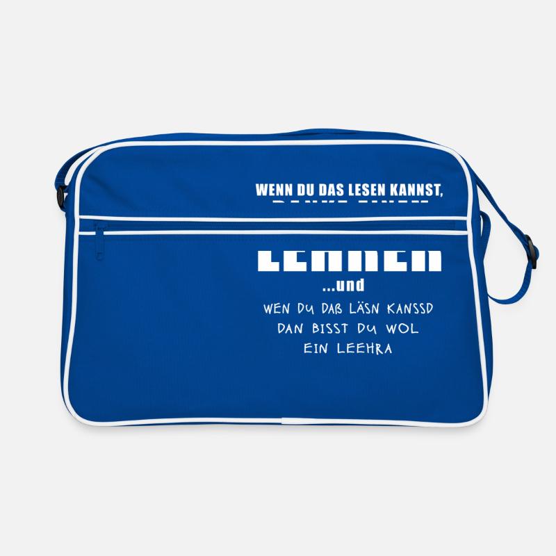 Lehrer Rechtschreibung Deutschlehrer Schule Fehler - Retro Tasche - Blau/Weiß
