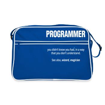 Programmer Noun Funny Software Engineer Coder - Retro Bag - blue/white - Front