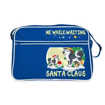 Husky moi en attendant le Père Noël - Sac Retro - bleu/blanc - Devant