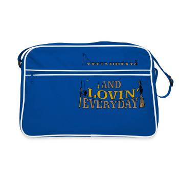 Huntin' Fishin' And Lovin' Everyday Gift für - Retro Tasche - Blau/Weiß - Vorne