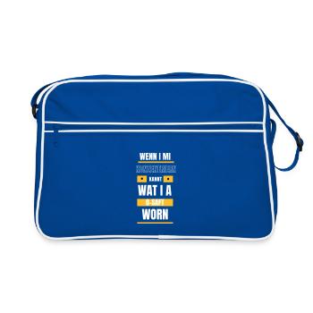 Konzentrieren... - bayerischer Spruch - Retro Tasche - Blau/Weiß - Vorne