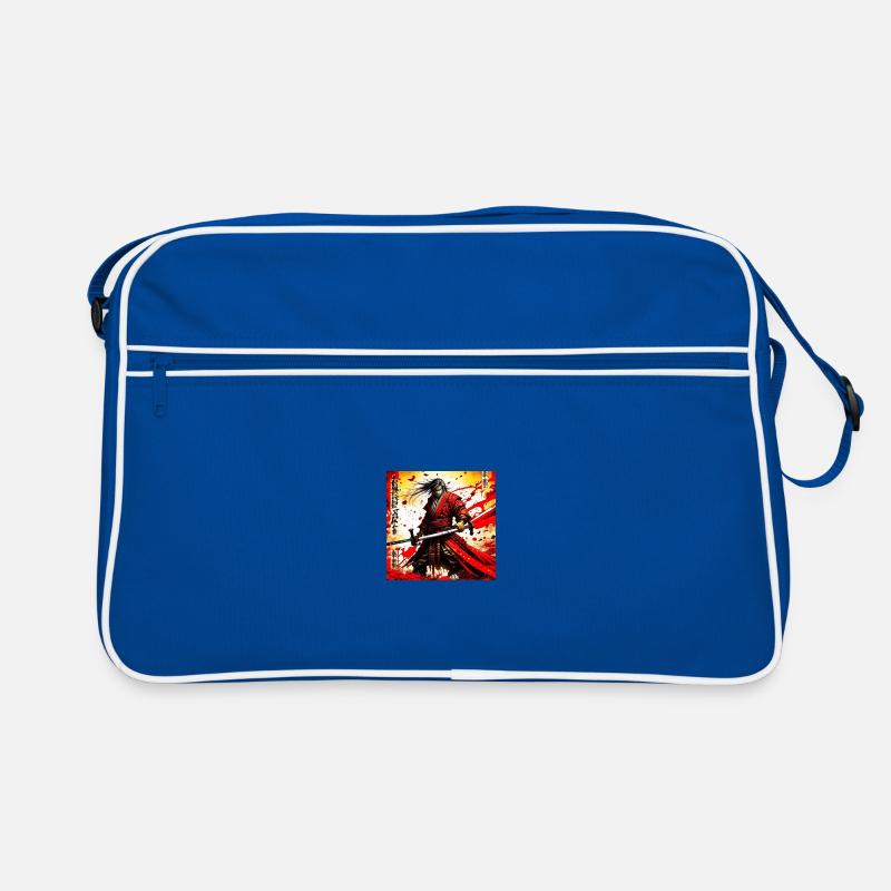 Roter Samurai im Blutsturm Retro Tasche