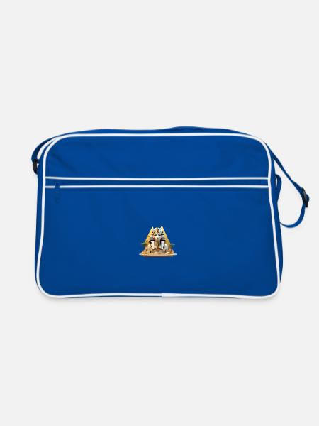 Pharao mit Palmen – Ägypten Oase - Retro Tasche - Blau/Weiß