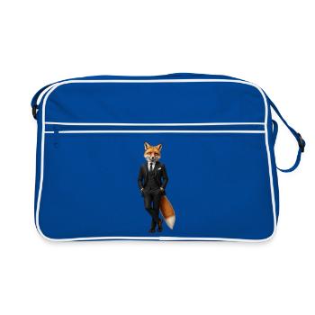 Eleganter Fuchs im schwarzen Smoking - Retro Tasche - Blau/Weiß - Vorne
