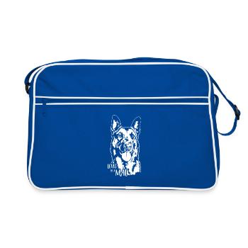 Loved by a Mal Malinois Dog Saying Dogs Wilsigns - Retro Bag - blue/white - Front