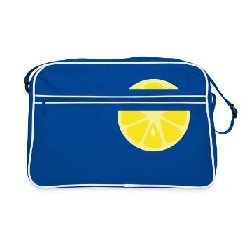 Zitrone - Retro Tasche - Blau/Weiß - Vorne